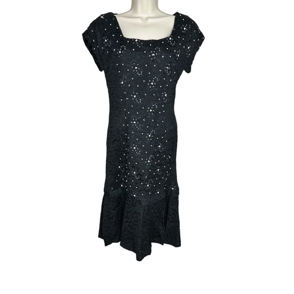 Elegant Black Sequined Lace Evening Dress Women’s Size Small - Picture 9 of 13